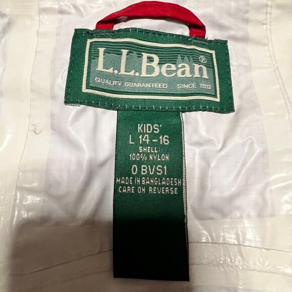 LL Bean Rain Jacket Kids Youth Large 14-16 Nylon Hooded Coat - Picture 7 of 9